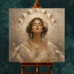 Lunar Bloom Celestial Feminine Wall Art Canvas Print - Image 3