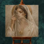 Veiled Moon Muse Celestial Feminine Wall Art Canvas Print - Image 3