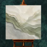 Sage Horizon Flow Fluid Abstract Wall Art Canvas Print - Image 2