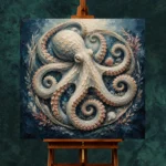 Ivory Octopus Sea Life Wall Art Canvas Print - Image 2