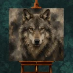 Neutral Wolf Wildlife Portrait Wall Art Canvas Print - Image 2