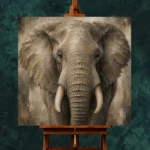 Neutral Elephant Wildlife Portrait Wall Art Canvas Print - Image 2