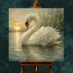 Sunset Swan Bird Wall Art Canvas Print - Image 2