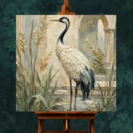 Red Crowned Crane Bird Wall Art Canvas Print - Image 2