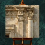 Sunlit Facade Detail Classical Architecture Wall Art Canvas Print - Image 2