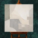 Ivory Geometry Neutral Abstract Wall Art Canvas Print - Image 2