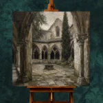 Cloister Courtyard Gothic Architecture Wall Art Canvas Print - Image 2