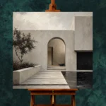 Arched Courtyard Modern Architecture Wall Art Canvas Print - Image 2