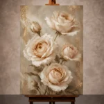 Ivory Rose Bouquet Flower Wall Art Canvas Print