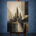 Charcoal Gold Architectural Skyline Executive Office Wall Art Canvas Print - Image 3