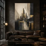 Charcoal Gold Architectural Skyline Executive Office Wall Art Canvas Print - Image 5
