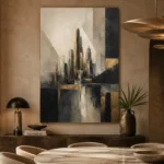 Charcoal Gold Architectural Skyline Executive Office Wall Art Canvas Print - Image 6