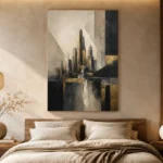 Charcoal Gold Architectural Skyline Executive Office Wall Art Canvas Print - Image 7