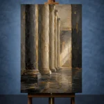 Charcoal Gold Classical Columns Executive Office Wall Art Canvas Print - Image 3