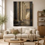 Charcoal Gold Classical Columns Executive Office Wall Art Canvas Print - Image 8