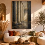 Charcoal Gold Classical Columns Executive Office Wall Art Canvas Print - Image 9