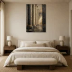 Charcoal Gold Classical Columns Executive Office Wall Art Canvas Print showcased in an elegant minimalist interior