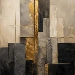 Charcoal Gold Abstract Stone Balance Executive Office Wall Art Canvas Print