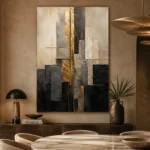 Charcoal Gold Abstract Stone Balance Executive Office Wall Art Canvas Print - Image 5