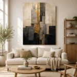 Charcoal Gold Abstract Stone Balance Executive Office Wall Art Canvas Print - Image 7