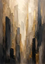 Charcoal Gold Architectural Forms Executive Office Wall Art Canvas Print