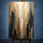 Charcoal Gold Architectural Forms Executive Office Wall Art Canvas Print - Image 2