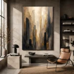 Charcoal Gold Architectural Forms Executive Office Wall Art Canvas Print - Image 3