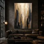 Charcoal Gold Architectural Forms Executive Office Wall Art Canvas Print - Image 4