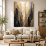 Charcoal Gold Architectural Forms Executive Office Wall Art Canvas Print - Image 7