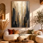 Charcoal Gold Architectural Forms Executive Office Wall Art Canvas Print - Image 8