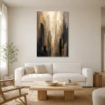 Charcoal Gold Architectural Forms Executive Office Wall Art Canvas Print styled in a refined neutral interior
