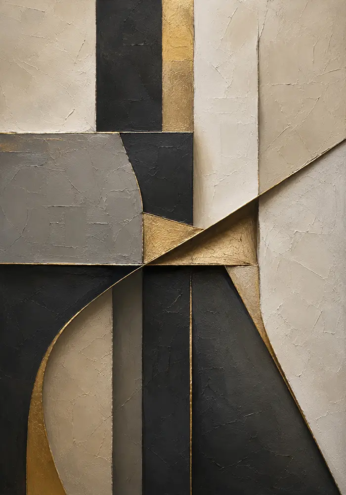 Charcoal Gold Geometric Executive Office Wall Art Canvas Print