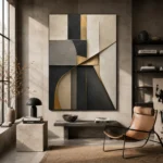 Charcoal Gold Geometric Executive Office Wall Art Canvas Print - Image 3