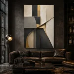 Charcoal Gold Geometric Executive Office Wall Art Canvas Print - Image 4