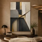 Charcoal Gold Geometric Executive Office Wall Art Canvas Print - Image 5