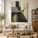 Charcoal Gold Geometric Executive Office Wall Art Canvas Print - Image 7