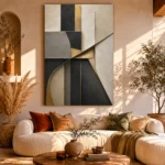 Charcoal Gold Geometric Executive Office Wall Art Canvas Print - Image 8