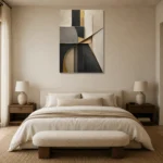 Charcoal Gold Geometric Executive Office Wall Art Canvas Print showcased in an elegant minimalist interior