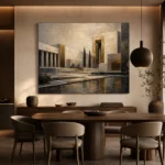 Charcoal Gold Architectural Panorama Executive Office Wall Art Canvas Print - Image 4