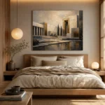 Charcoal Gold Architectural Panorama Executive Office Wall Art Canvas Print - Image 8
