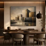 Charcoal Gold Geometric Volumes Executive Office Wall Art Canvas Print - Image 4