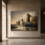 Charcoal Gold Geometric Volumes Executive Office Wall Art Canvas Print - Image 5