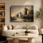 Charcoal Gold Geometric Volumes Executive Office Wall Art Canvas Print - Image 6