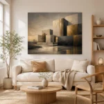 Charcoal Gold Geometric Volumes Executive Office Wall Art Canvas Print - Image 7