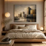 Charcoal Gold Geometric Volumes Executive Office Wall Art Canvas Print - Image 8