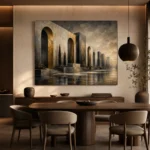 Charcoal Gold Monumental Arches Executive Office Wall Art Canvas Print - Image 4