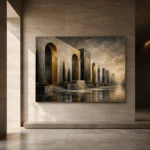 Charcoal Gold Monumental Arches Executive Office Wall Art Canvas Print - Image 5