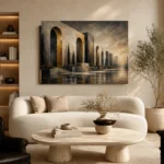 Charcoal Gold Monumental Arches Executive Office Wall Art Canvas Print - Image 6