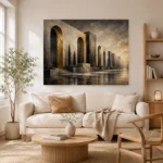 Charcoal Gold Monumental Arches Executive Office Wall Art Canvas Print - Image 7