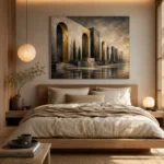 Charcoal Gold Monumental Arches Executive Office Wall Art Canvas Print - Image 8
